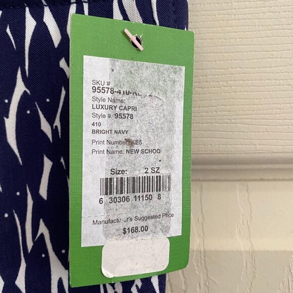 Lilly Pulitzer Women's NWT Blue White Pattern Luxury Capri Pants Size 2 - Picture 4 of 7